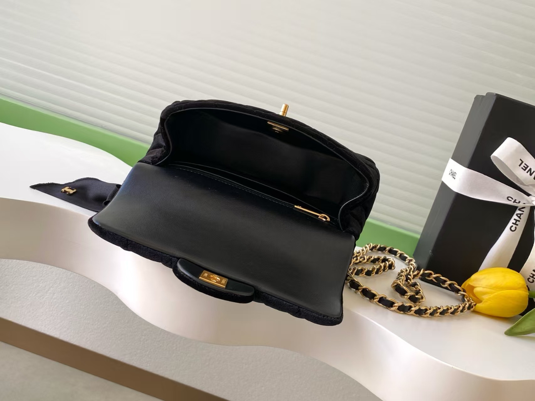 Ch**el Mini Flap Bag with Top Handle 13x20x6cm