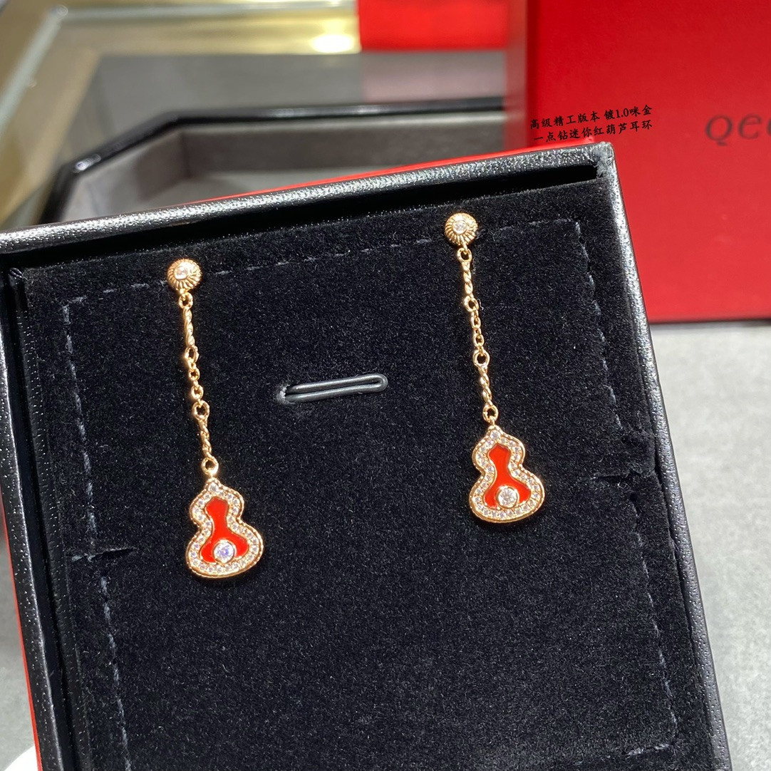 Qeelin Mini D1am0nd Red Gourd Earrings