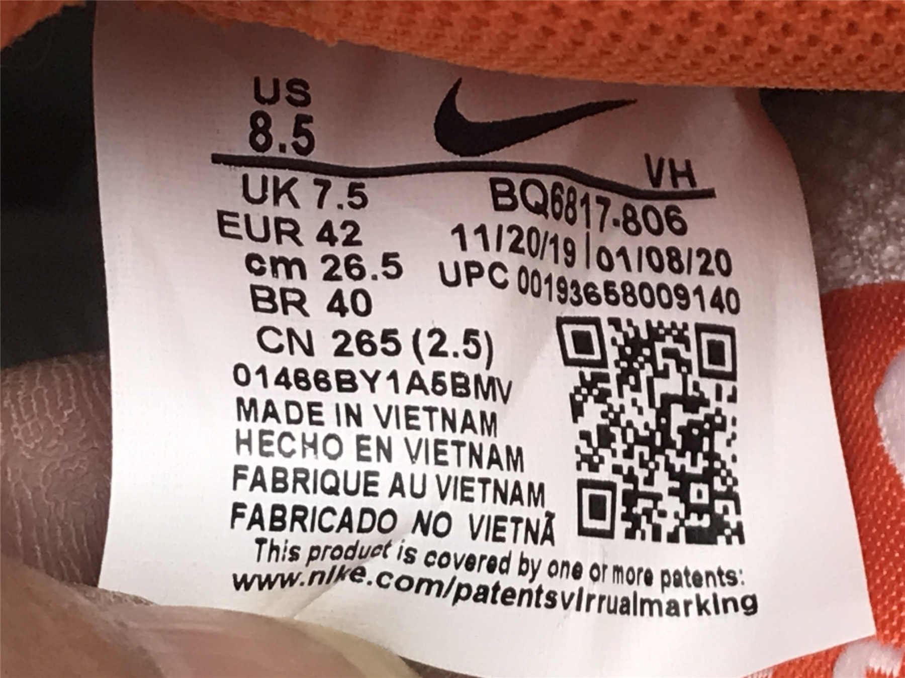 UA NIKE SB DUNK LOW WHITE ORANGE