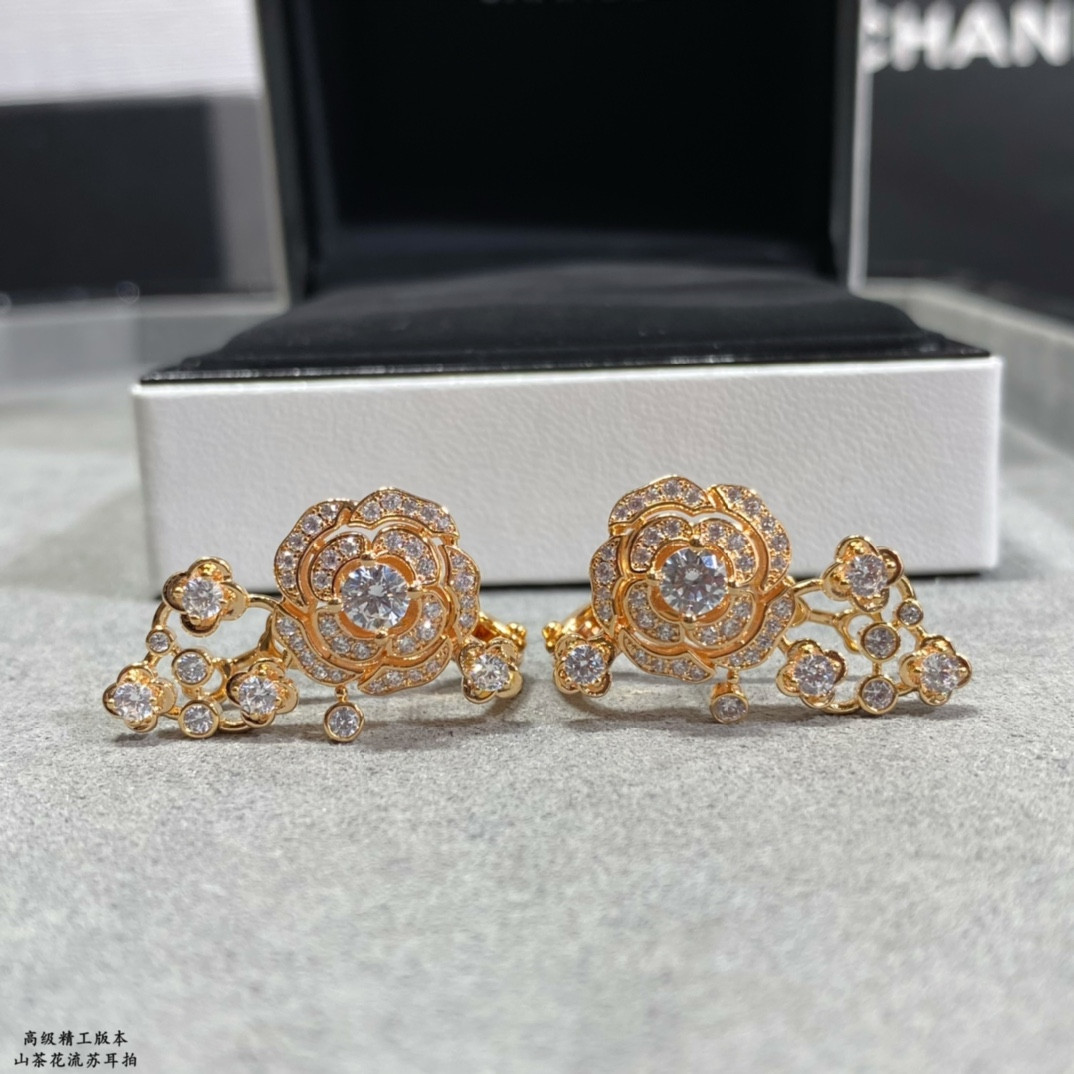 Ch**el Camellia Tassel Earrings