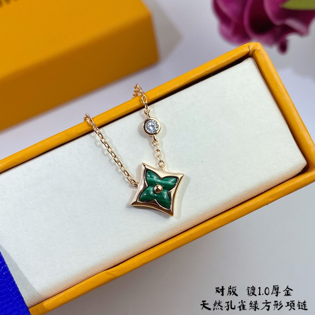 L0vis Vvtt0n Square Natural Malachite Necklace