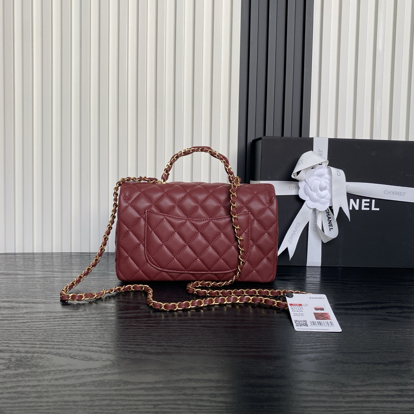 Ch**el FLAP BAG WITH TOP HANDLE 22.5x13.5x6cm
