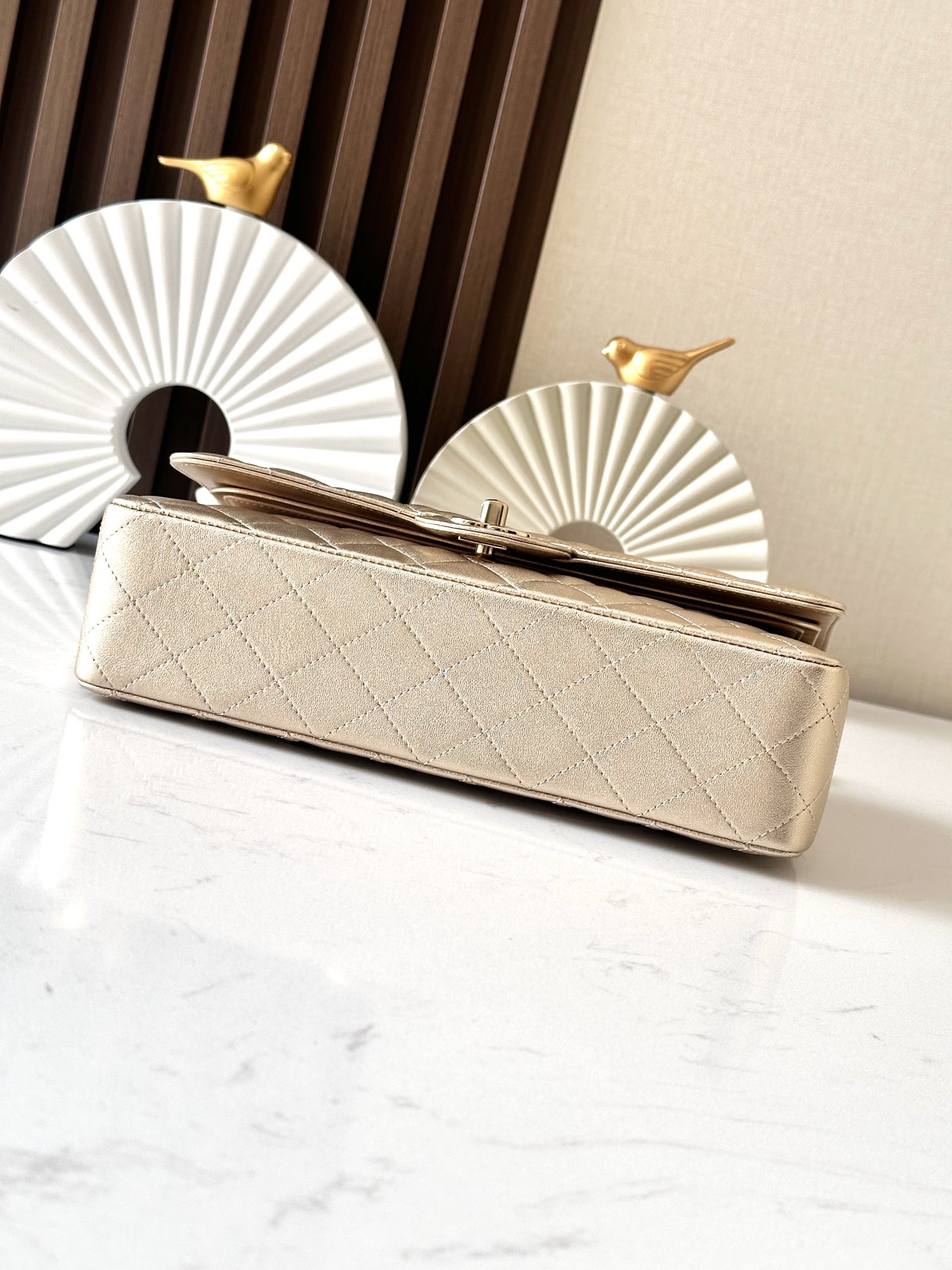 Ch**el Classic Flap a01112 Gold 15.5×25.5×6.5cm