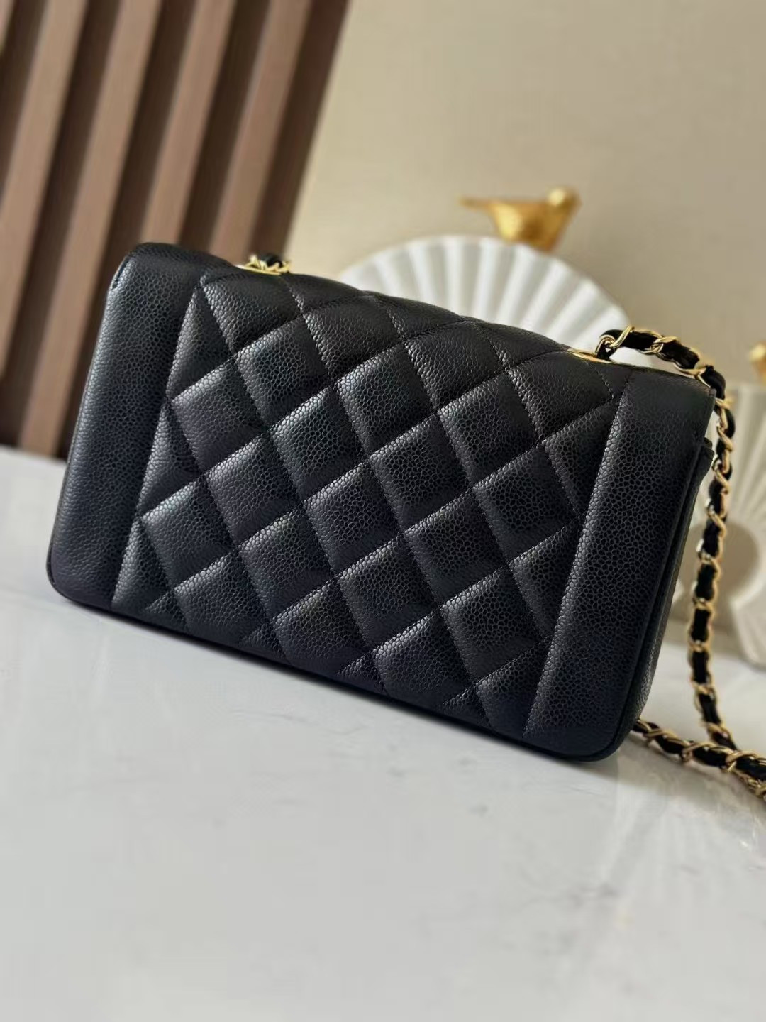 Ch**el Small Diana Flap Bag Caviar Gold Hardware 22.5x14x7cm
