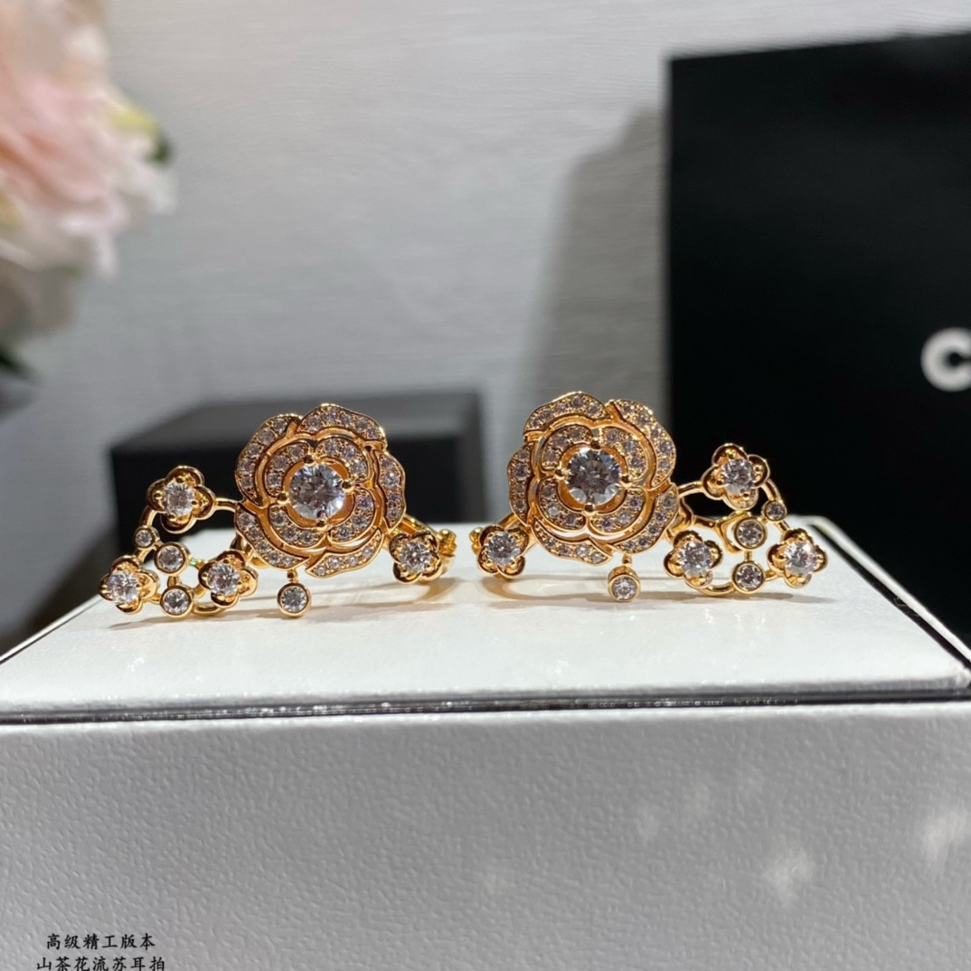 Ch**el Camellia Tassel Earrings