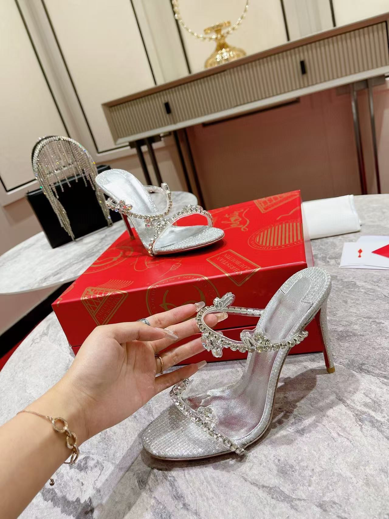 UA Chr1st1an Louboutin Just Queen 100 Heel Height crystal-embellished