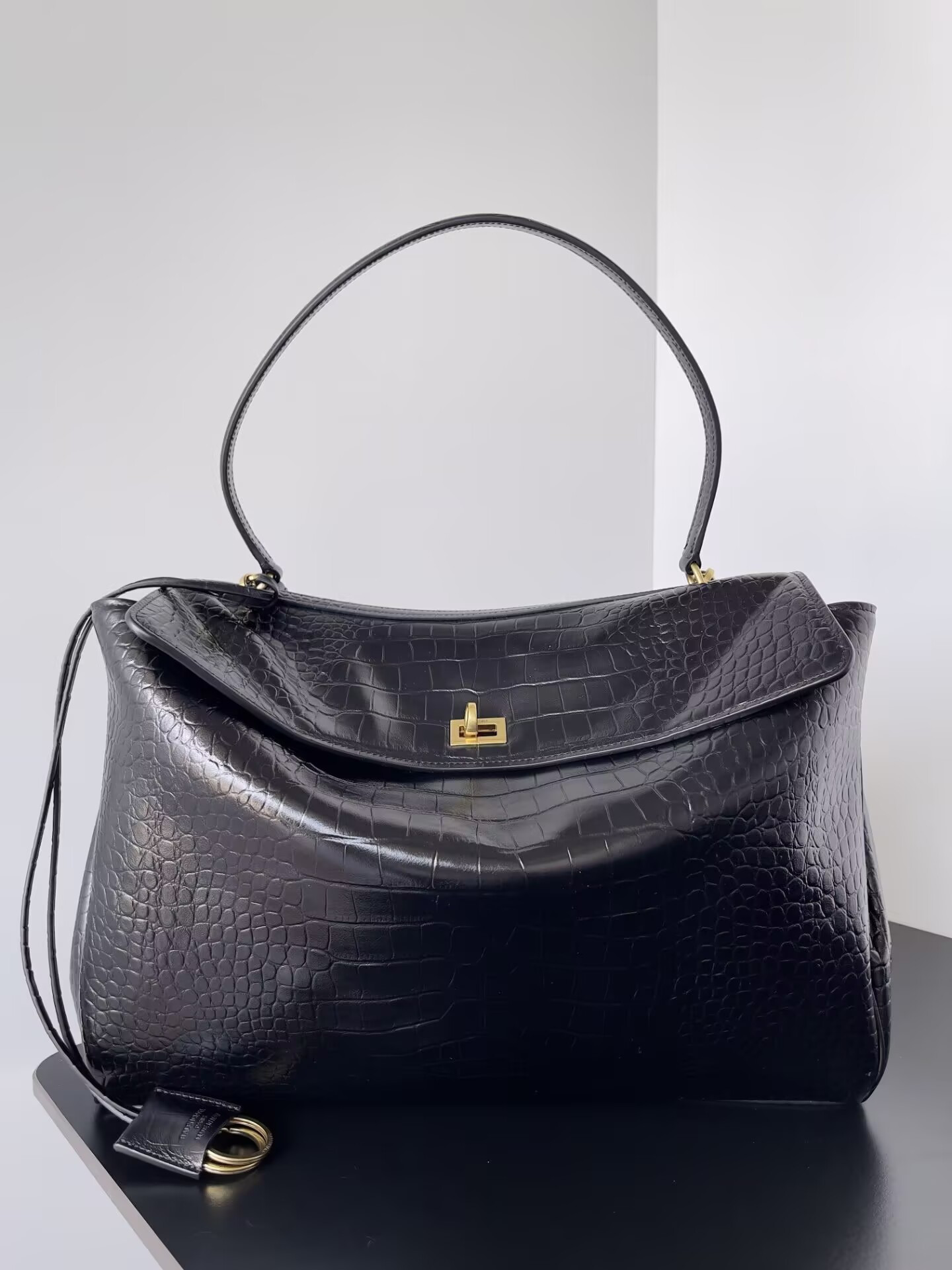 Ba1en*iaga Rodeo Large Croc-Embossed Top-Handle Bag 39.8x29.9x12.9cm