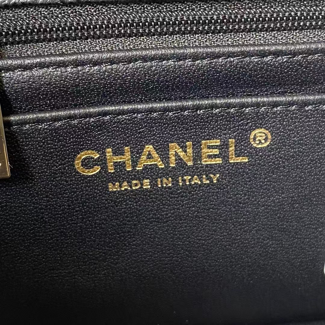 Ch**el MINI FLAP BAG BLACK 12x20x6cm
