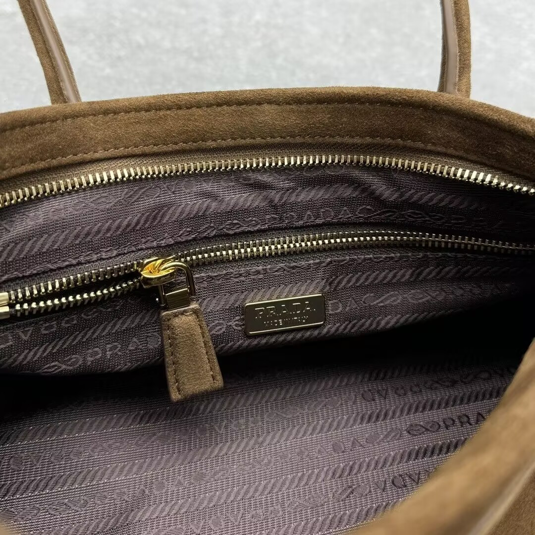 Pra*a Bonnie Medium Suede Handbag 32x15.5x12cm