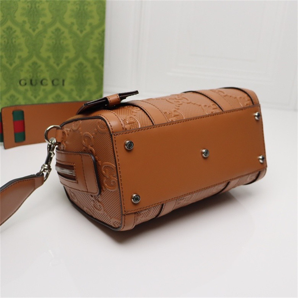 Gvc*1 JUMBO GG MINI DUFFLE BAG BROWN 8.6"W x 5.9"H x 4.9"D
