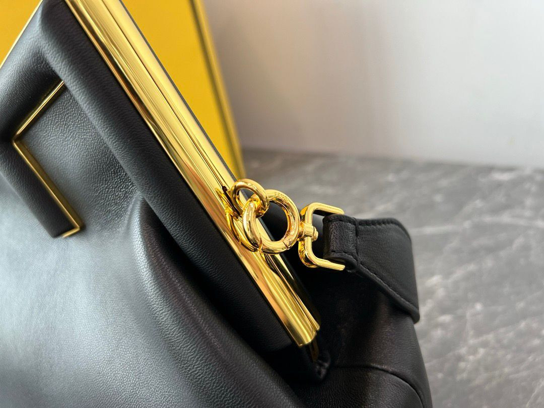 F**di First Medium Black leather bag