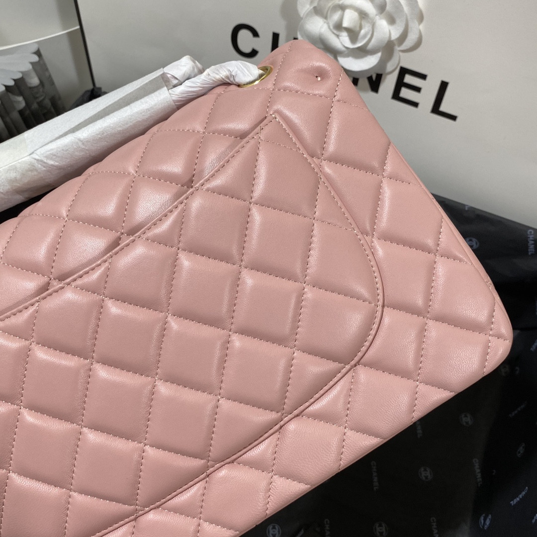 Ch**el CLASSIC FLAP JUMBO 30CM CF PINK GOLD 7.6 × 11.7 × 3.9 in