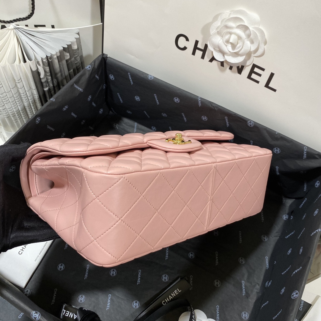 Ch**el CLASSIC FLAP JUMBO 30CM CF PINK GOLD 7.6 × 11.7 × 3.9 in