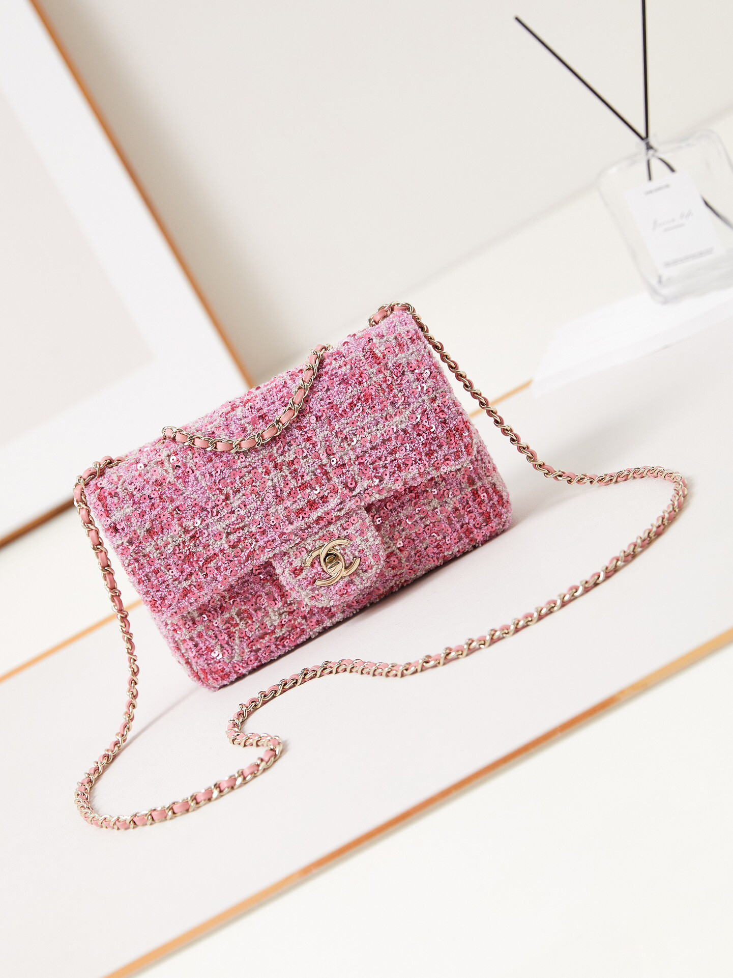 Ch**el Mini CF Rose Gold Hardware 20x15x7cm