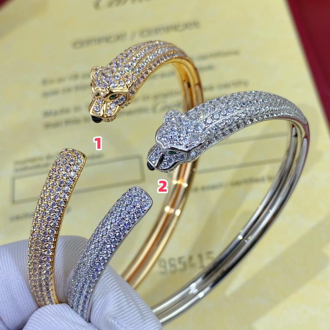 Ca*t1er Hand-set D1am0nd thin half D1am0nd leopard Bracelet