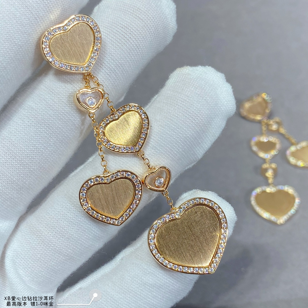 Chopard Heart-shaped Edge D1am0nd Brushed Earrings