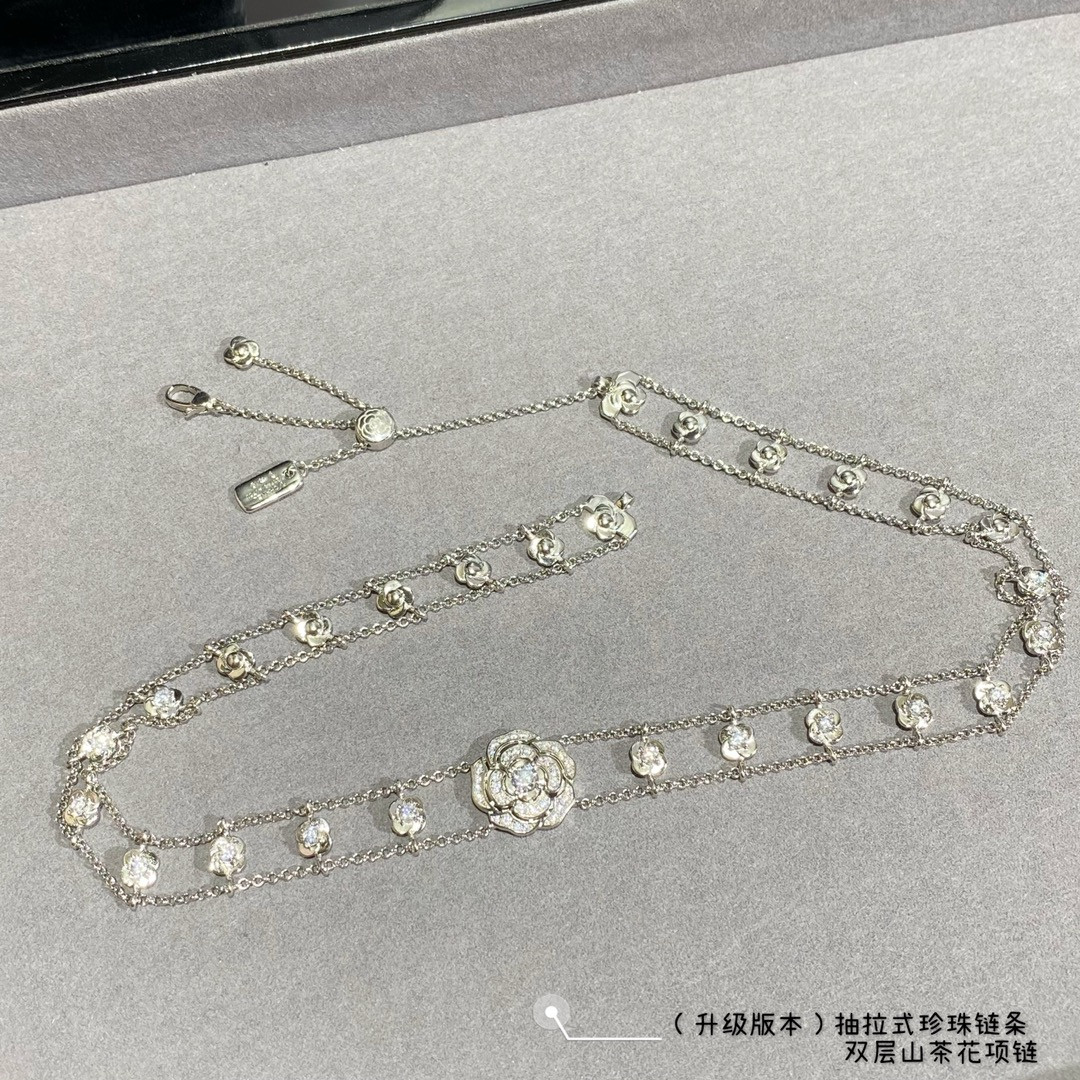 Ch**el Double Camellia Necklace