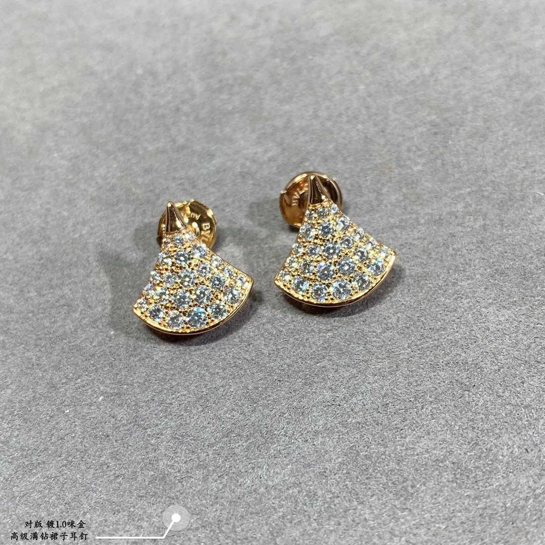 Bv1g*ai D1am0nd fan-shaped skirt Earrings