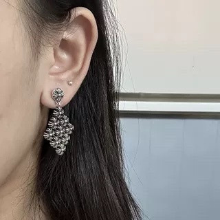 Ch*0me He**ts Large D1am0nd-shaped Cross Chain Earrings