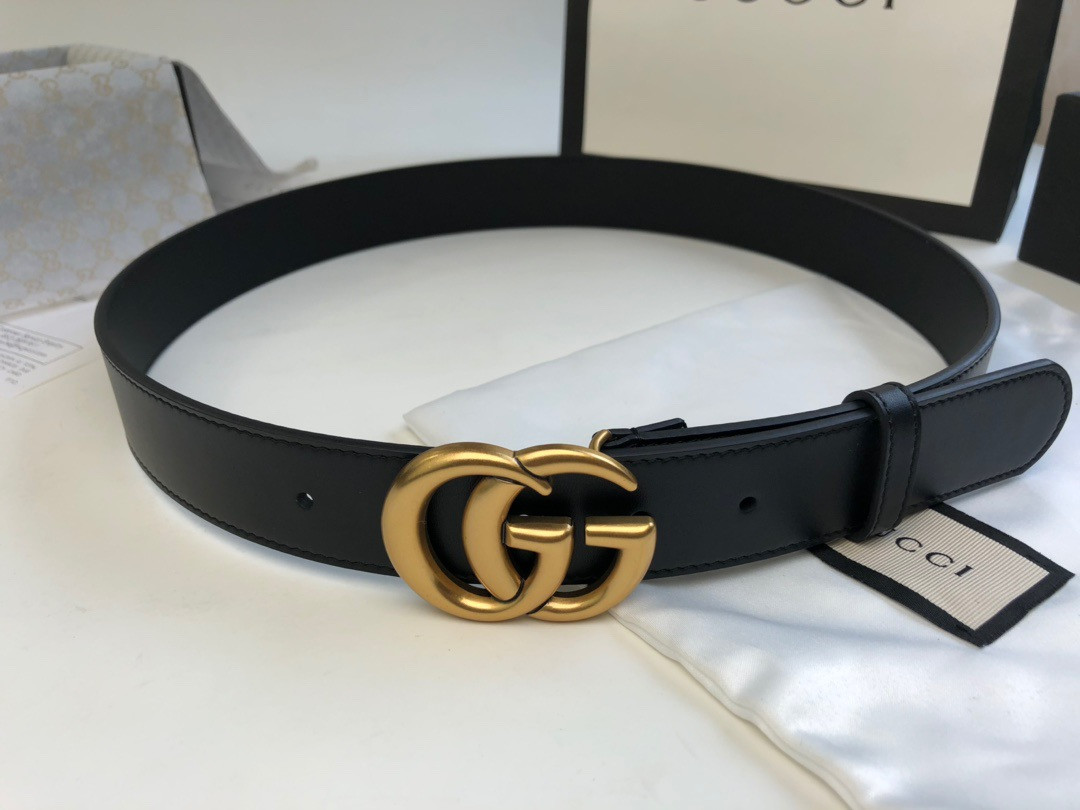 Gvc*1 Wide leather belt with Double G buckle 3.0