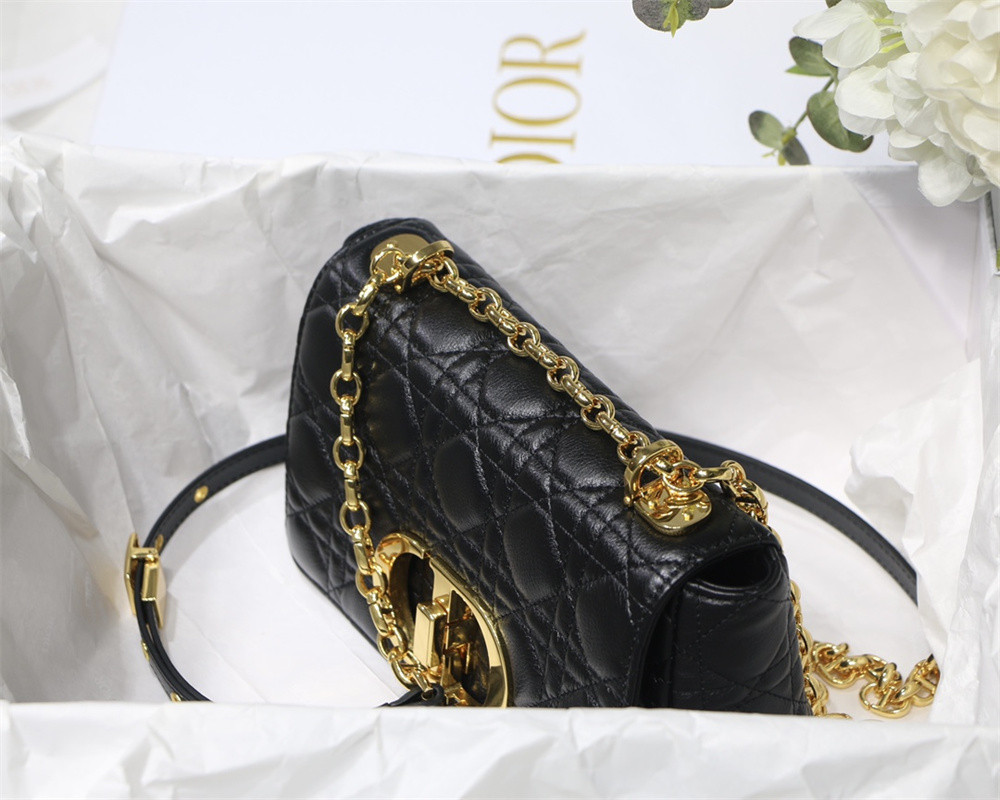 SMALL D10r CARO BAG Black S*pple Cannage Calfskin 20 x 12 x 7 cm