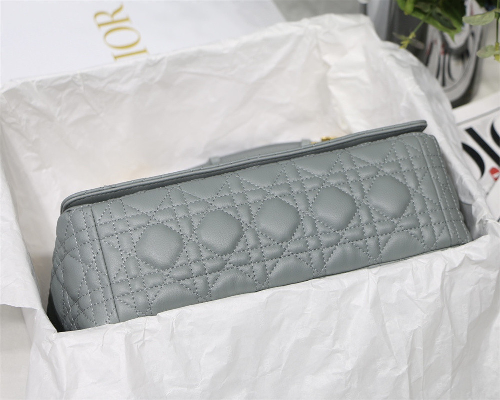LARGE D10r CARO BAG Stone Gray S*pple Cannage Calfskin 29 x 18 x 10 cm