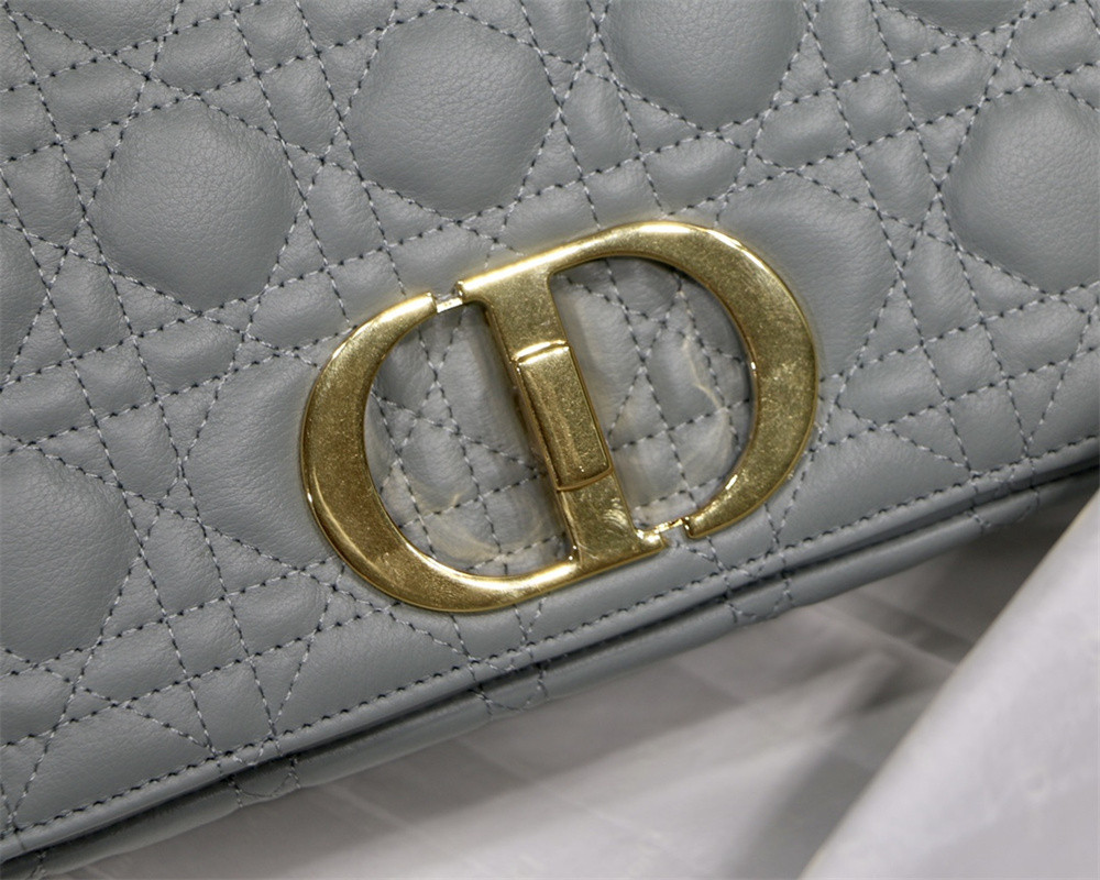 MEDIUM D10r CARO BAG Ethereal Gray S*pple Cannage Calfskin 25.5 x 15.5 x 8 cm