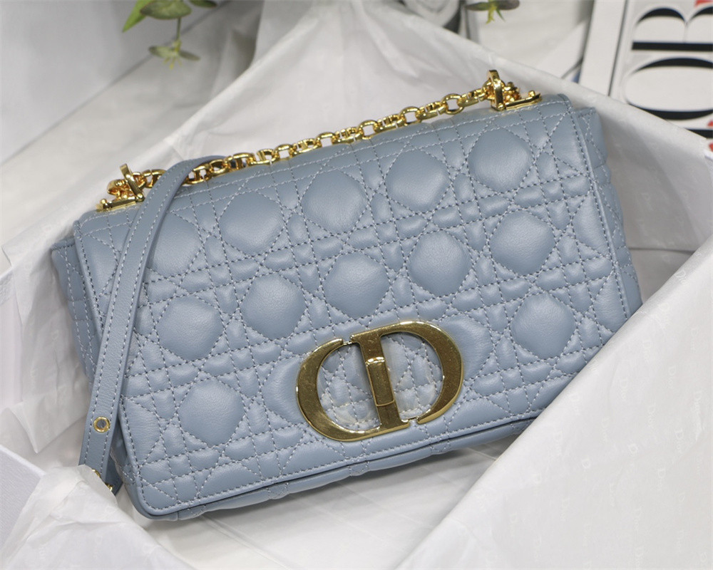 MEDIUM D10r CARO BAG Cloud Blue S*pple Cannage Calfskin 25.5 x 15.5 x 8 cm