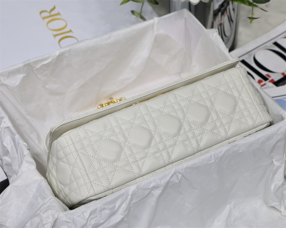 MEDIUM D10r CARO BAG Ivory S*pple Cannage Calfskin 25.5 x 15.5 x 8 cm