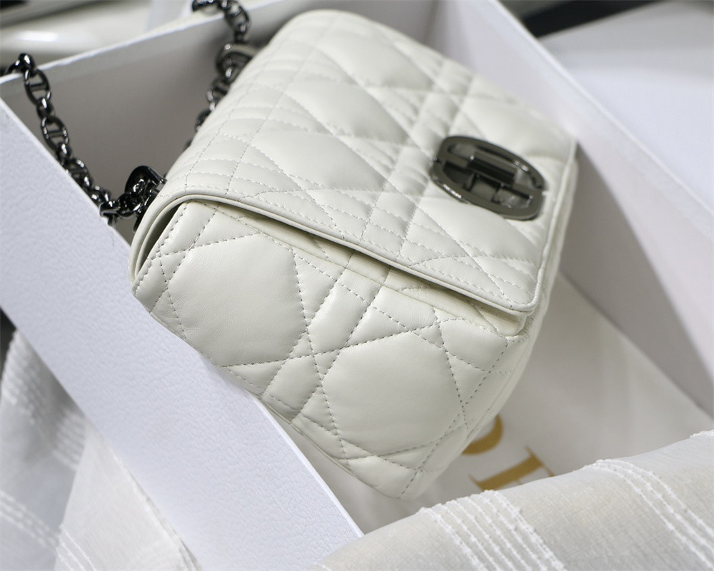 MEDIUM D10r CARO BAG IVORY S*pple Cannage Calfskin 25.5 x 15.5 x 8 cm