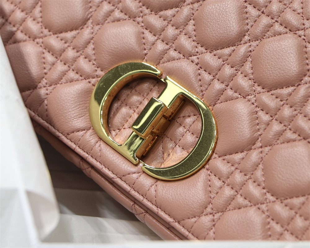 LARGE D10r CARO BAG Pink S*pple Cannage Calfskin 29 x 18 x 10 cm