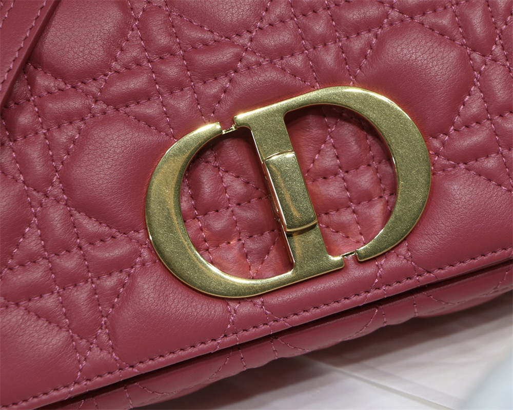 SMALL D10r CARO BAG Light red S*pple Cannage Calfskin 20 x 12 x 7 cm