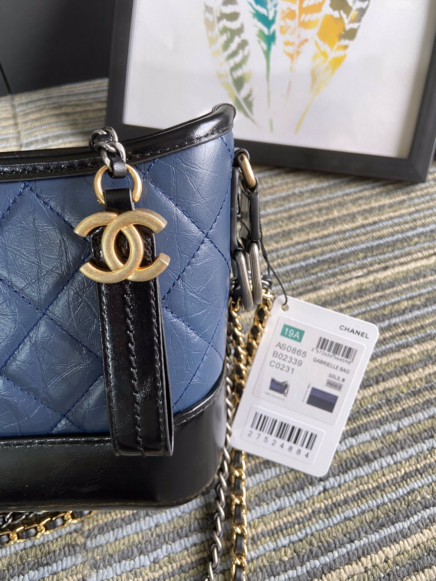 Ch**el Gabrielle SMALL BLUE with shoulder strap letters 20 x 15 x 8cm