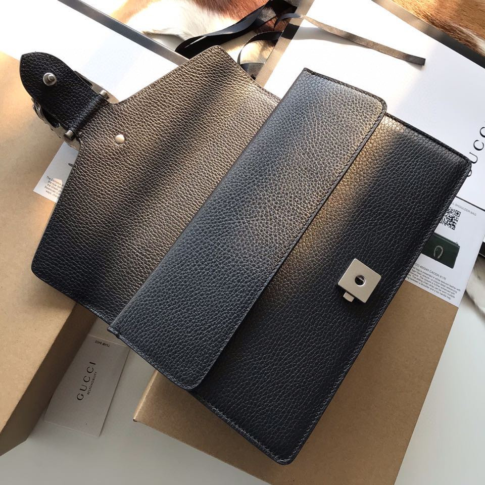 Gvc*1 DIONYSUS LEATHER SMALL RECTANGULAR BAG BLACK 28x17x9cm