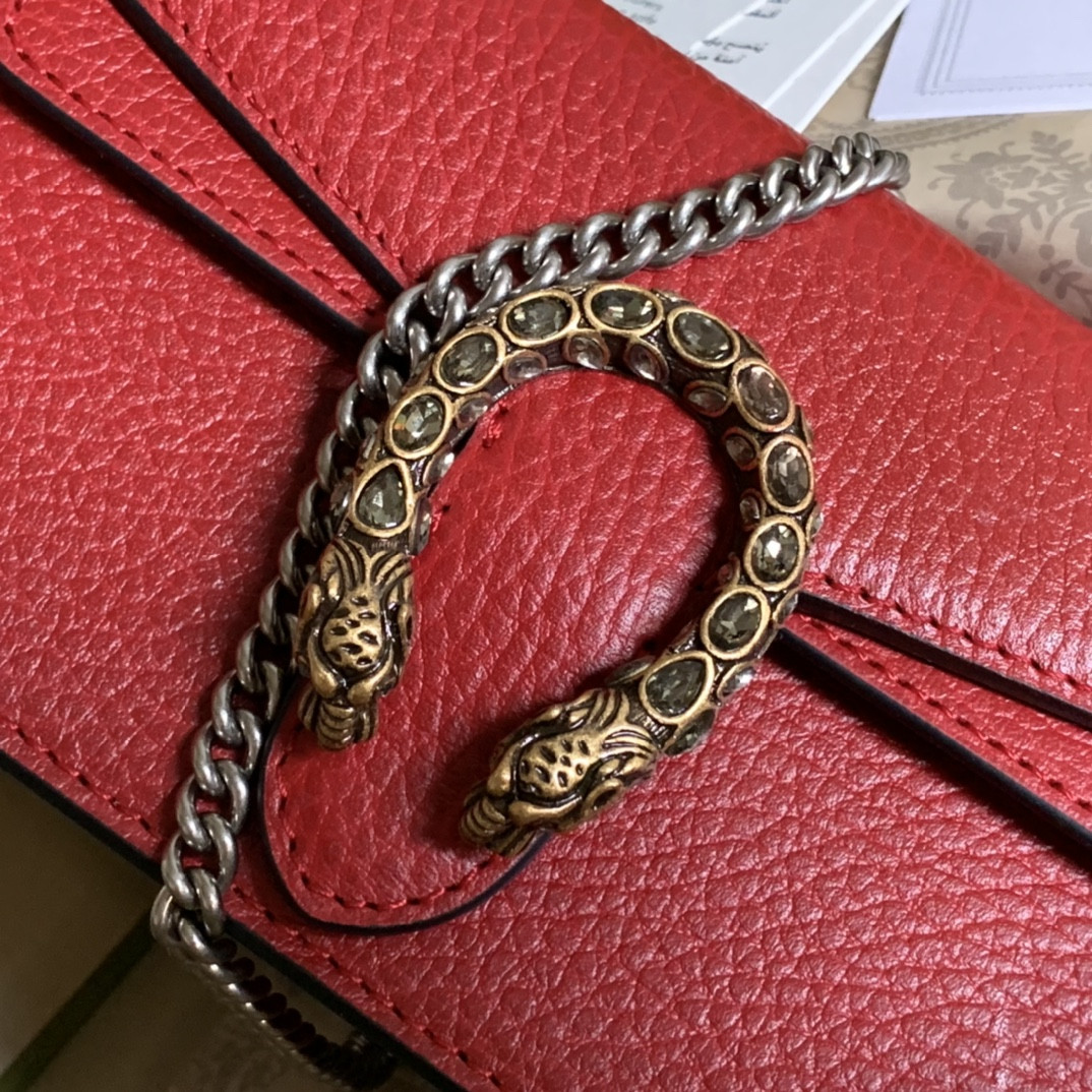 Gvc*1 DIONYSUS LEATHER S*pER MINI BAG RED 6.5"Wx3.9"Hx1.6"D