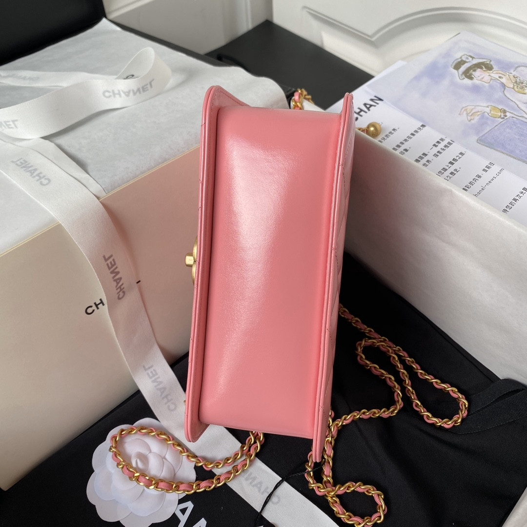 Ch**el MINI FLAP BAG PINK 12×19×8cm