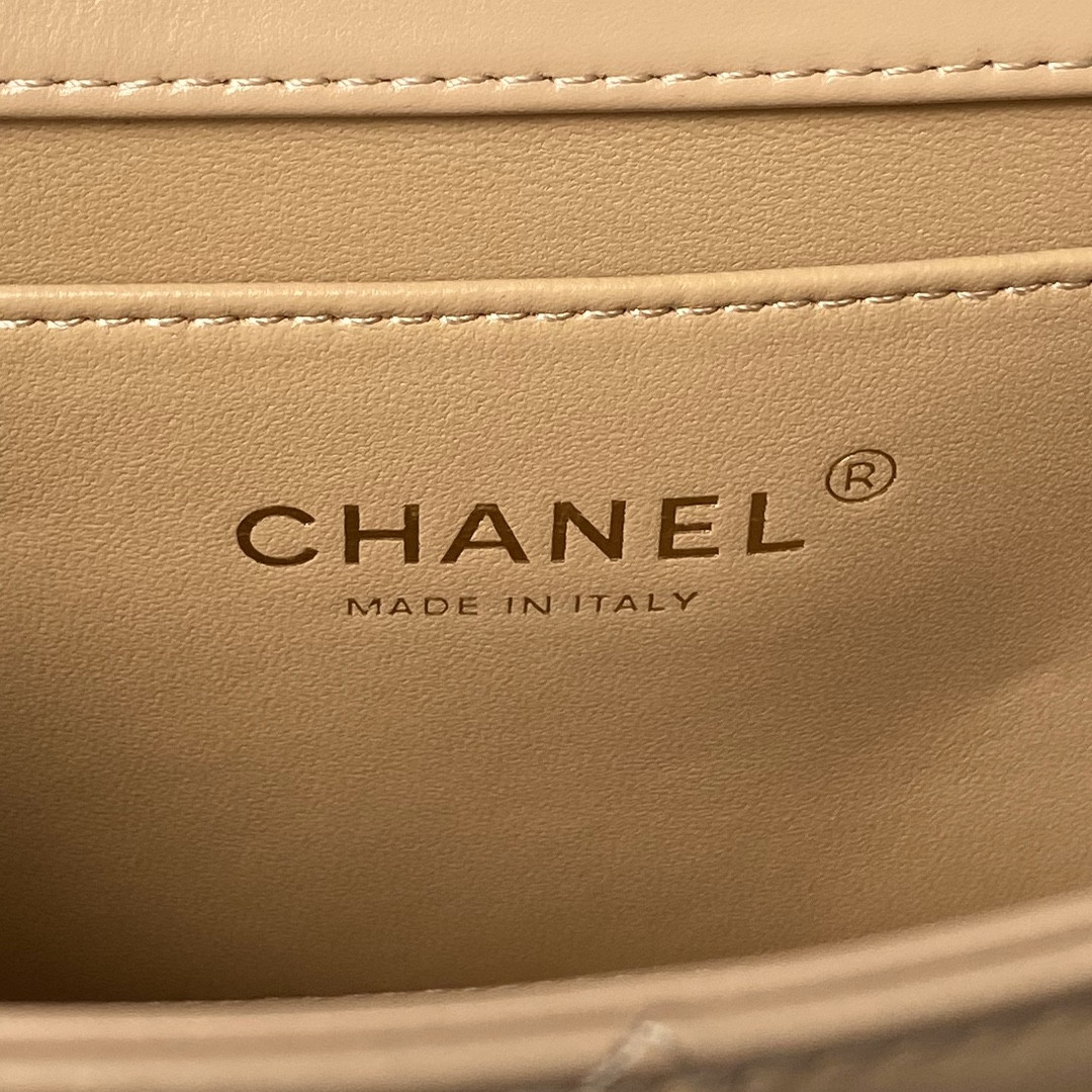 Ch**el FLAP BAG Apricot 22×14.5×8cm