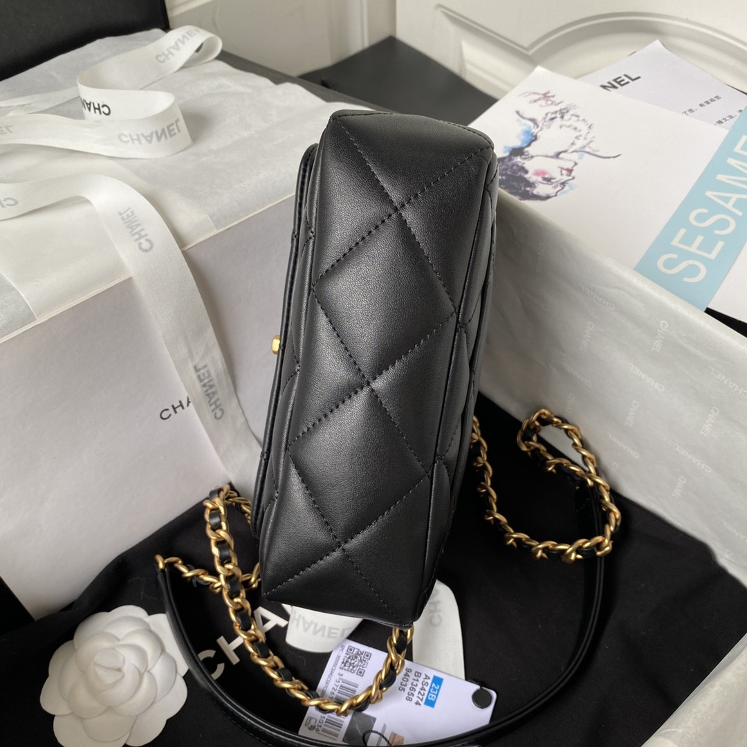 Ch**el MINI FLAP BAG BLACK 5.3 × 6.6 × 3.1 in