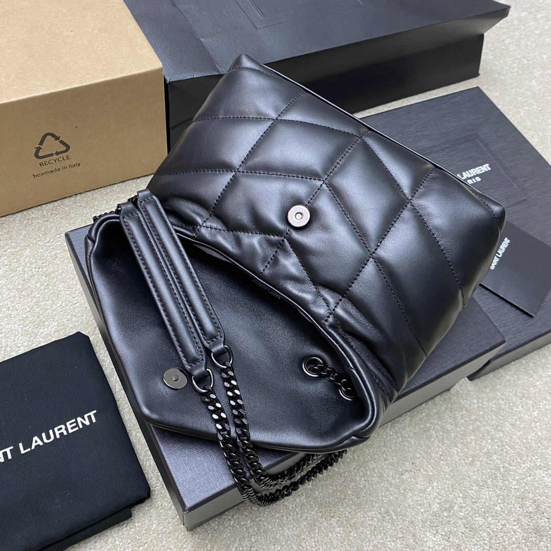 Y51 PUFFER IN LEATHER BLACK SILVER 23 X 15.5 X 5.8 CM