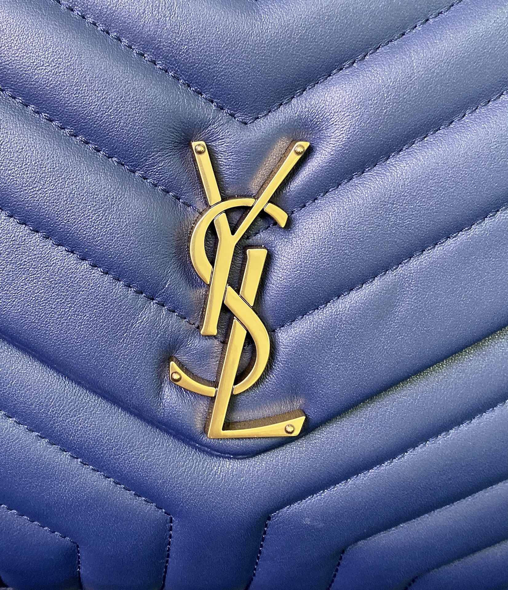 Y51 LOULOU MEDIUM IN QUILTED LEATHER PURPLE 12.5 X 8.6 X 3.5 INCHES