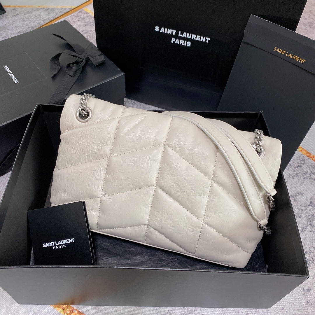 Y51 PUFFER SMALL IN NAPPA LEATHER WHITE SILVER 11.4 X 6.6 X 4.3 INCHES