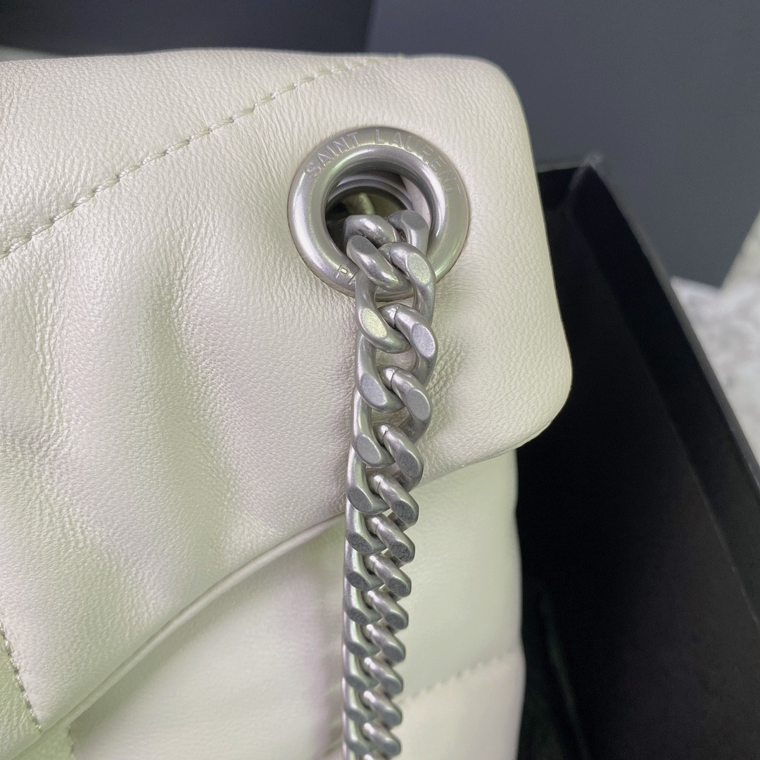 Y51 PUFFER SMALL IN NAPPA LEATHER WHITE SILVER 11.4 X 6.6 X 4.3 INCHES