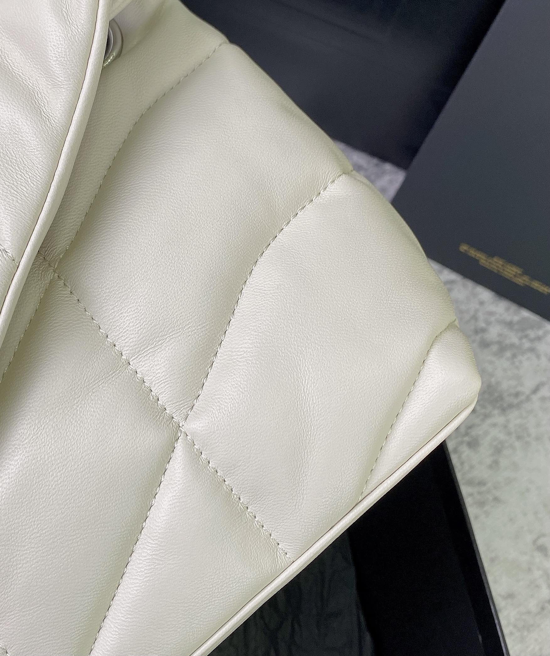 Y51 PUFFER SMALL IN NAPPA LEATHER WHITE SILVER 11.4 X 6.6 X 4.3 INCHES