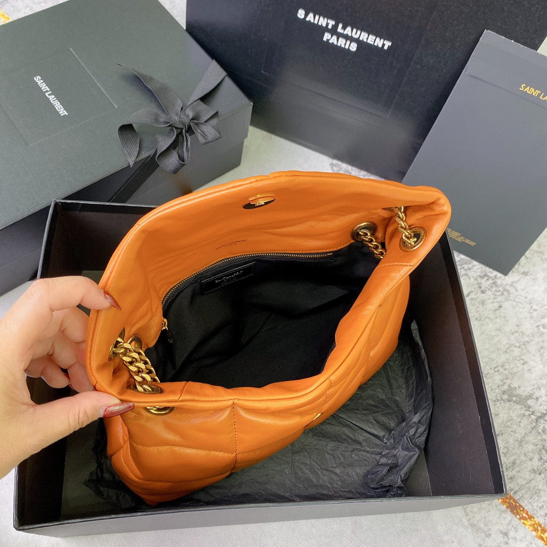 Y51 PUFFER SMALL IN NAPPA LEATHER ORANGE 11.4 X 6.6 X 4.3 INCHES
