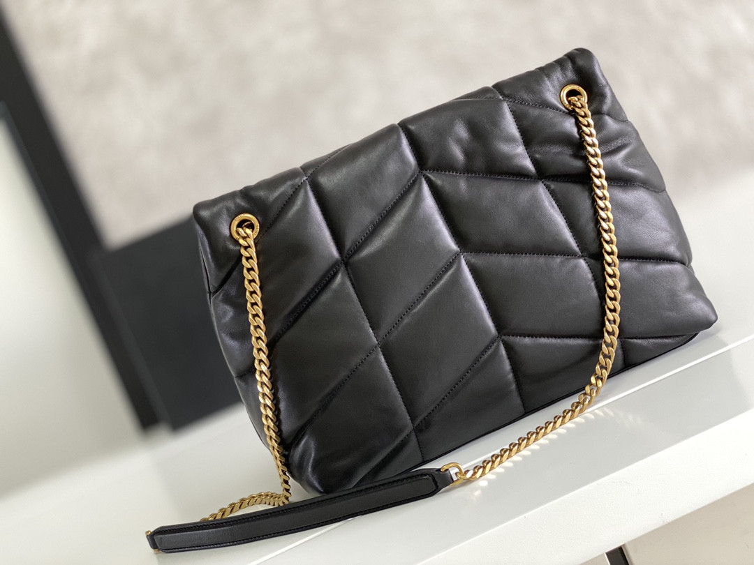Y51 PUFFER MEDIUM IN NAPPA LEATHER BLACK 13.7 X 9 X 5.3 INCHES