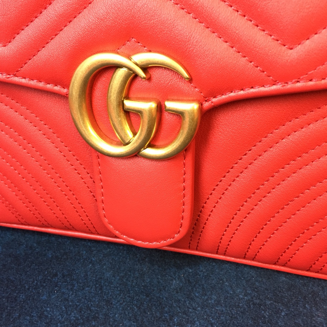 Gvc*1 GG MARMONT SMALL SHOULDER BAG RED 10"W x 6"H x 3"D