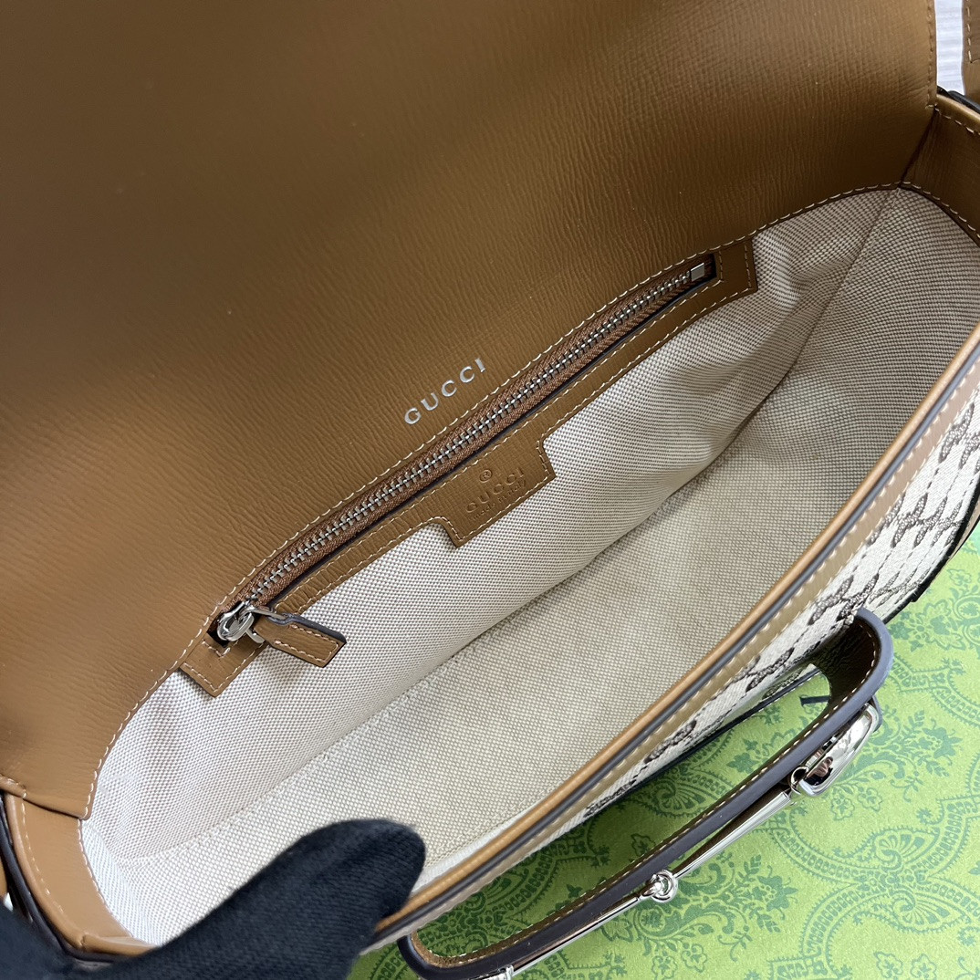 Gvc*1 HORSEBIT 1955 SMALL SHOULDER BAG Brown 10.4"W x 6.7-4.1"H x 3.1-1.6"D
