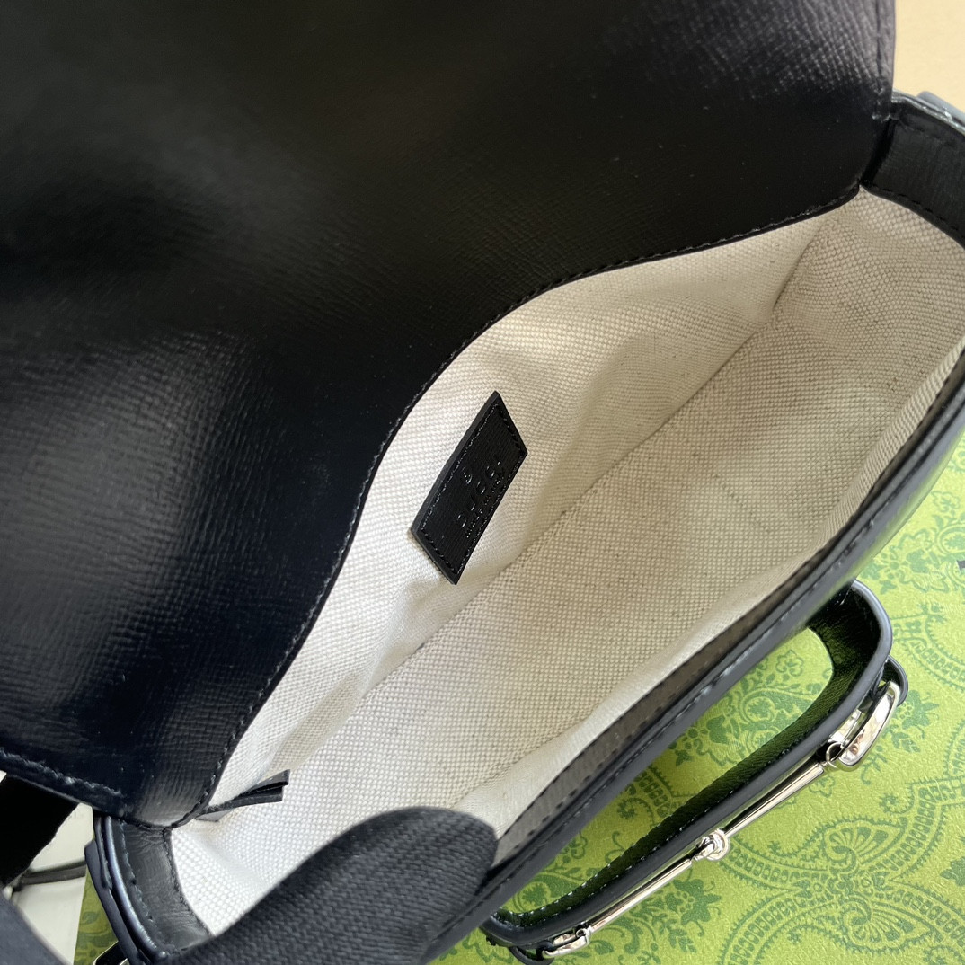 Gvc*1 HORSEBIT 1955 MINI SHOULDER BAG BLACK 7.7"W x 5-3.1"H x 2.4-1.2"D
