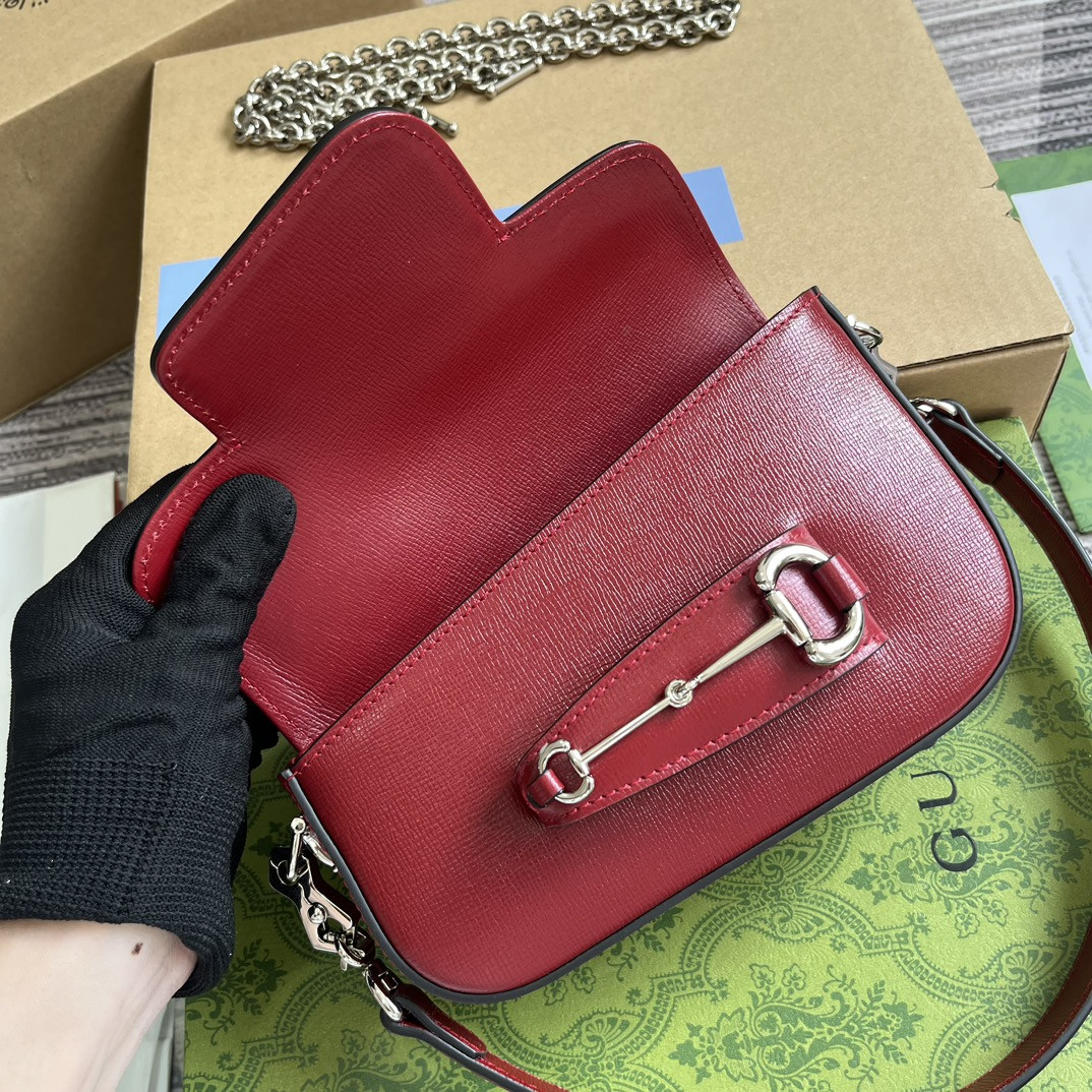 Gvc*1 HORSEBIT 1955 MINI SHOULDER BAG RED 7.7"W x 5-3.1"H x 2.4-1.2"D