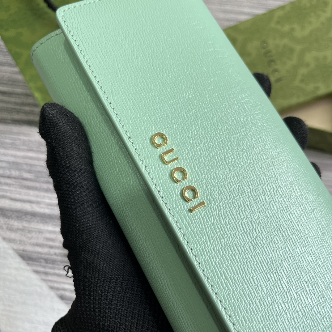 CONTINENTAL WALLET WITH Gvc*1 SCRIPT GREEN 7.5"W x 4"H x 1.4"D